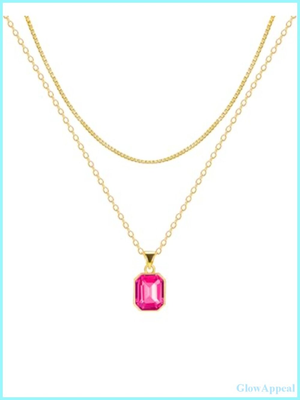 Gold Layered Crystal Pendant Necklace 18K Gold Plated Dainty Choker Gift